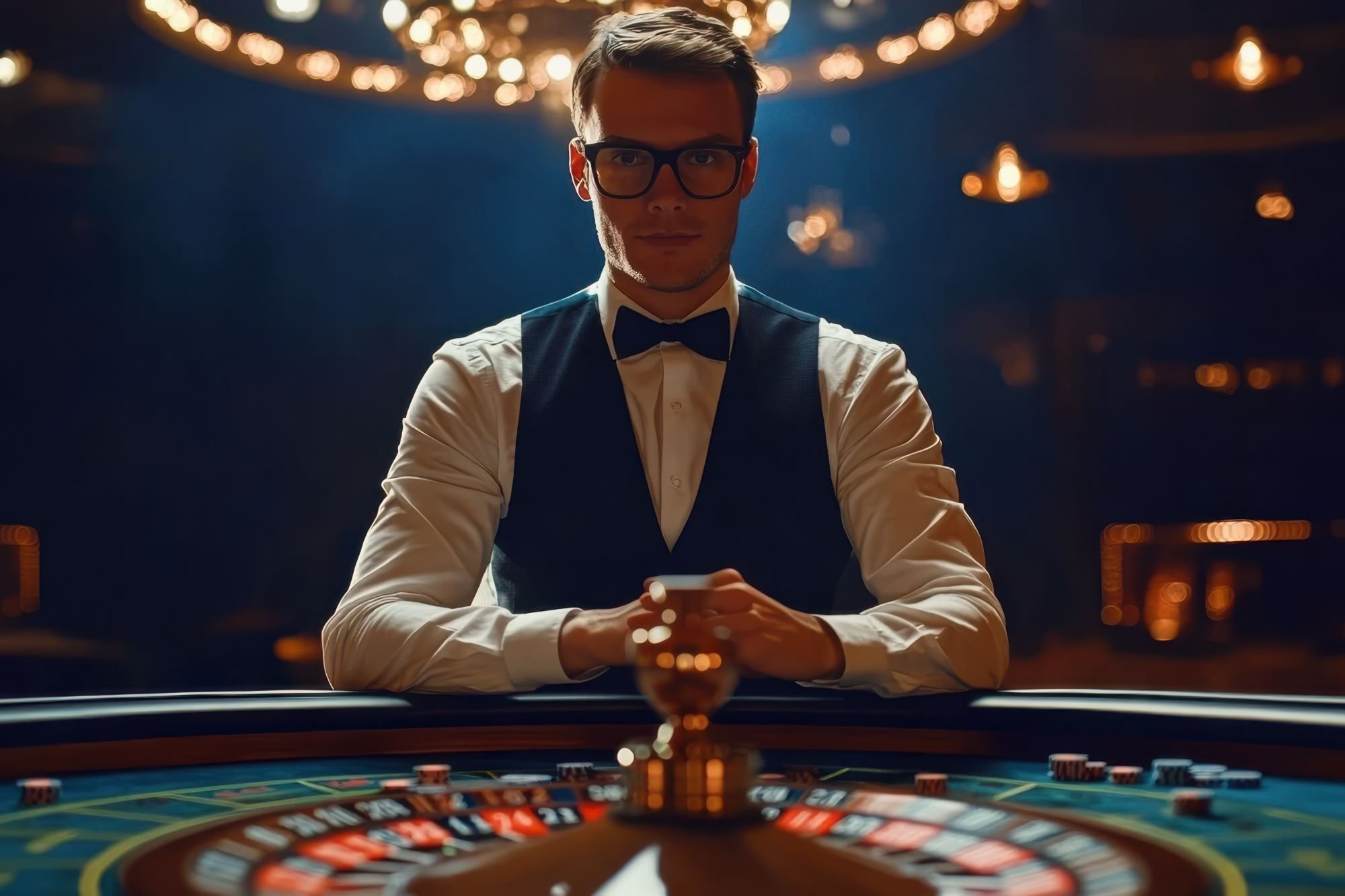 Live casino table with cards and chips representing big win casino section